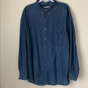 American Weekend Cotton Denim Long Sleeve Dark Blue Men's Shirt Shirt XL